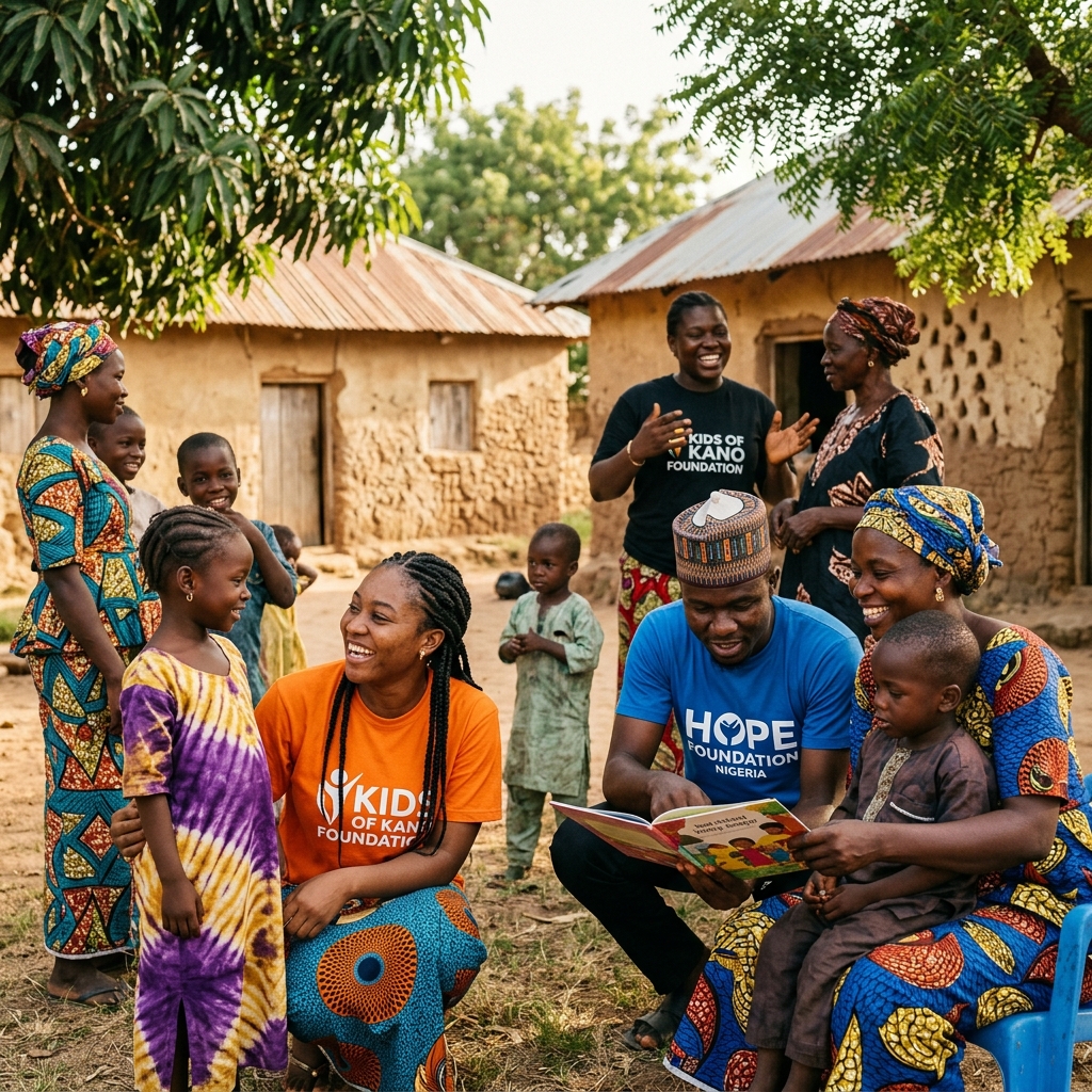 Nigerian volunteers working in community